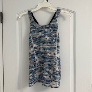 lululemon athletica Blue and White Striped Tank Top